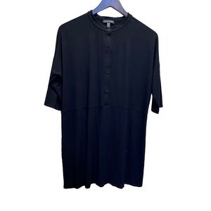 Eileen Fisher Black 1/4 Button Down Tunic Top Size Small​
